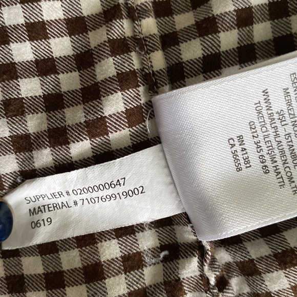 Ralph Lauren Classic Fit long sleeve button down shirt 100% cotton brown gingham - Picture 14 of 14